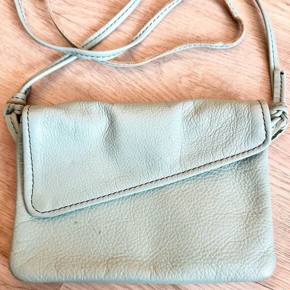 Artisan Handmade Aqua Genuine Leather Small Crossbody Purse - Made In The USA - Picture 2 of 11